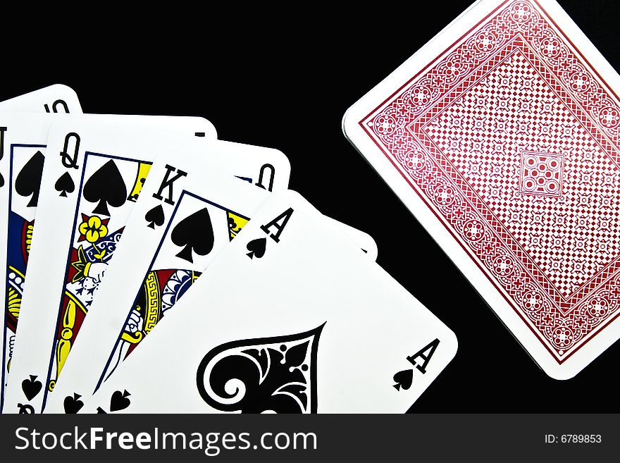 Playing cards on a green background. Playing cards on a green background