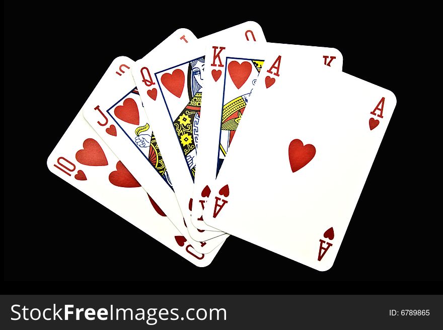 Playing cards on a black background. Playing cards on a black background