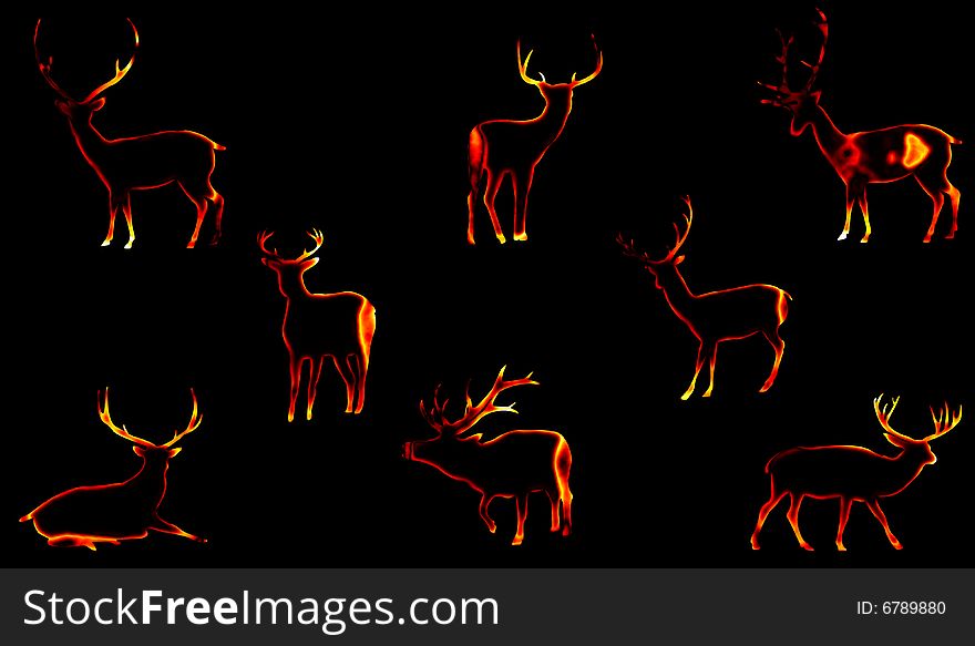 Neon / bright style deer illustrations. Neon / bright style deer illustrations