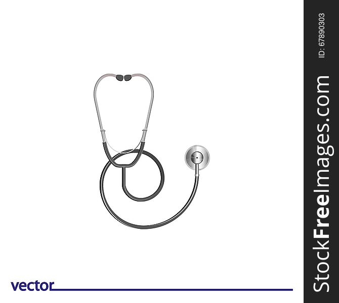 Flat Icon of stethoscope. Isolated on white background. Modern vector illustration for web and mobile.