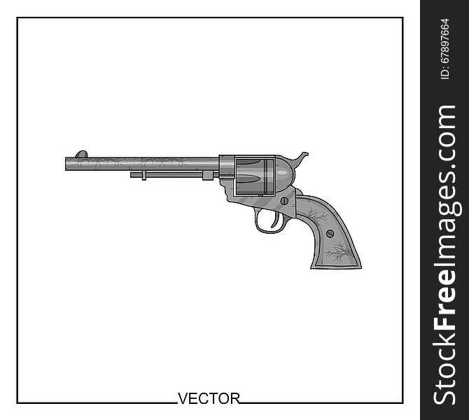 Vector illustration of an old revolver on a white background