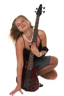 Blond Woman With Guitar Stock Image Blond Woman With Guitar Stock Image