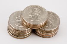 Isolated Stacks Of Quarters Royalty Free Stock Photo
