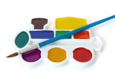 Box Of Watercolors On White Background Royalty Free Stock Image