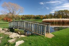 Small Footbridge Over Pond Royalty Free Stock Photos Small Footbridge Over Pond Royalty Free Stock Photos