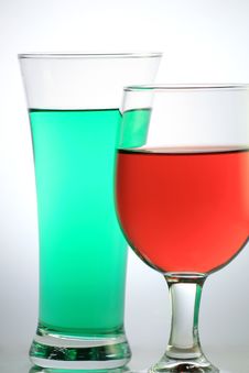 Red Wine With Green Juice Royalty Free Stock Image