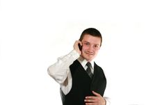 Men With Mobile In Vest Royalty Free Stock Images Men With Mobile In Vest Royalty Free Stock Images