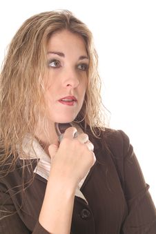 Woman Thinking About Her Next Phone Call Royalty Free Stock Images Woman Thinking About Her Next Phone Call Royalty Free Stock Images