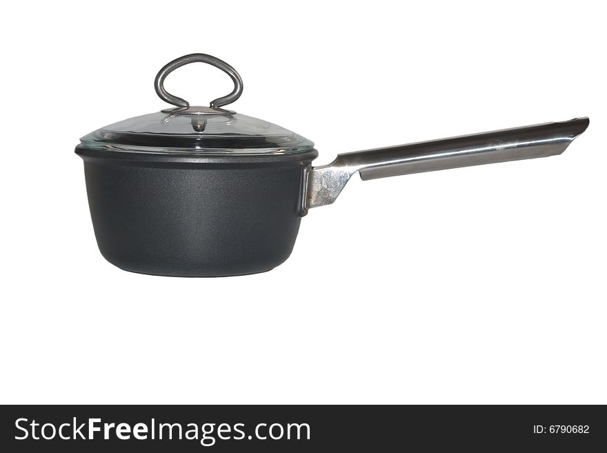 Black pot with long handle