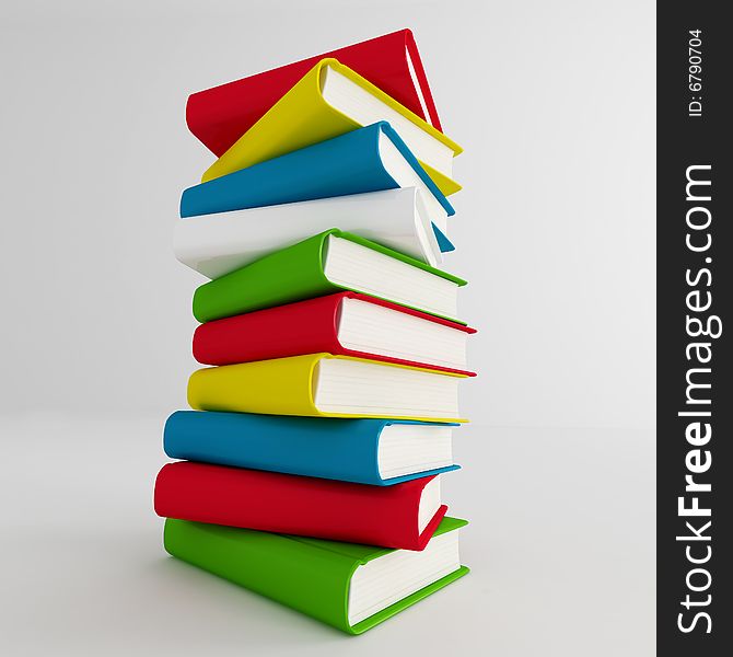 Stack of books isolated on grey background -digital artwork