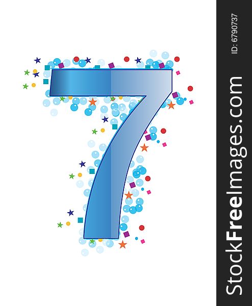 Ornamental Digit seven - best for your birthday related greeting card works, vector. Ornamental Digit seven - best for your birthday related greeting card works, vector