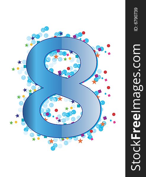 Ornamental Digit eight - best for your birthday related greeting card works, vector. Ornamental Digit eight - best for your birthday related greeting card works, vector