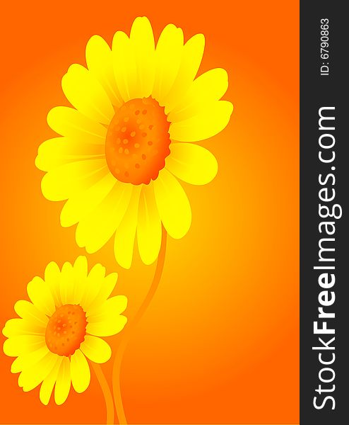 Illustration of yellow sunflower on gradient background. Illustration of yellow sunflower on gradient background
