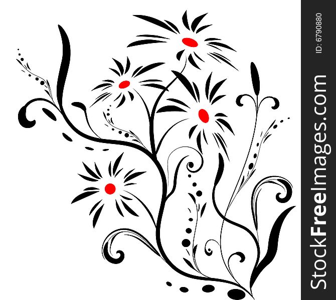 Black and red floral banner vector