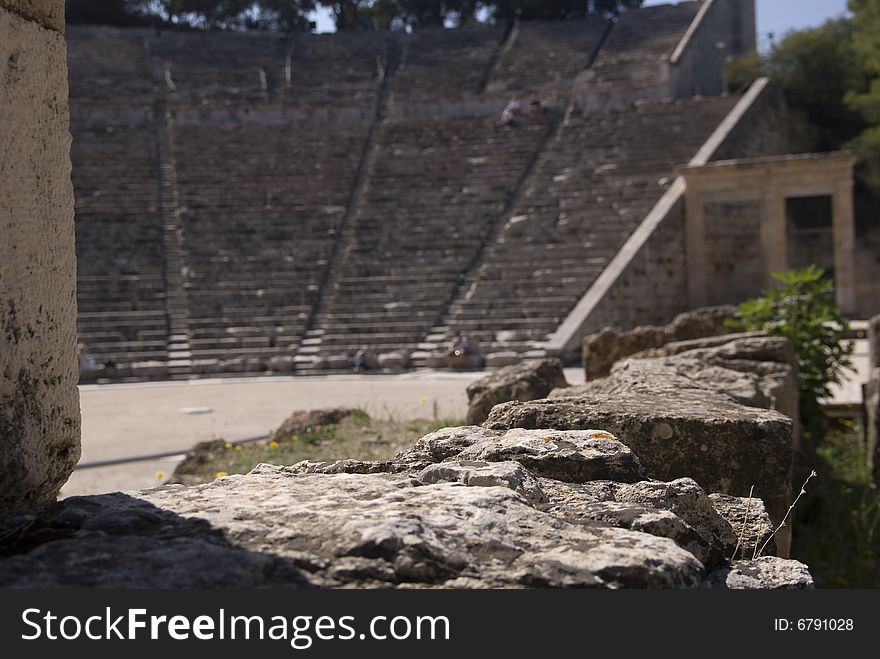 Ancient amphitheater Epidaurus in Peloponnese, Greece