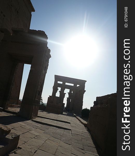 View of part of Temple of Philae, Egypt. Also known as Temple of Isis