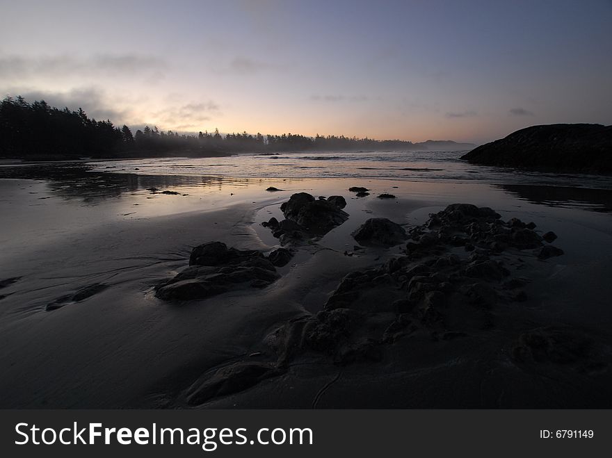 Dawn on a beach of Vancouver Island. Dawn on a beach of Vancouver Island