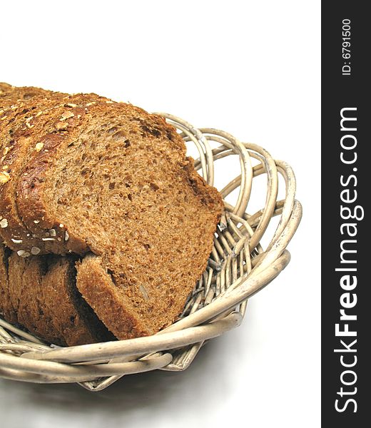 Some slices of bread in a basket. Some slices of bread in a basket