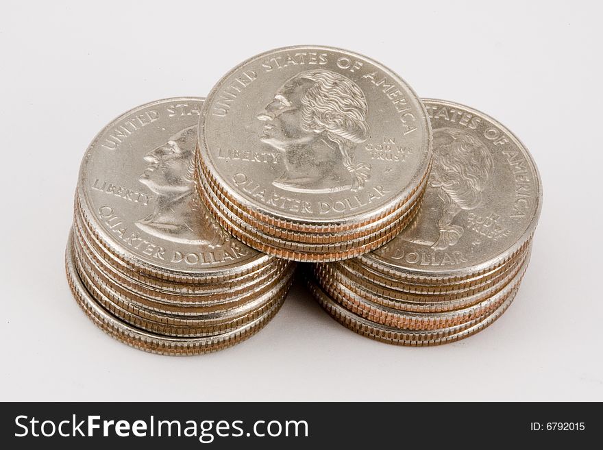 Isolated Stacks Of Quarters