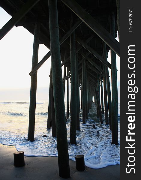 View from under the fishing pier at Carolina Beach, NC. View from under the fishing pier at Carolina Beach, NC