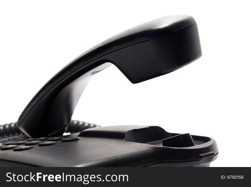 Black telephone isolated on a white background