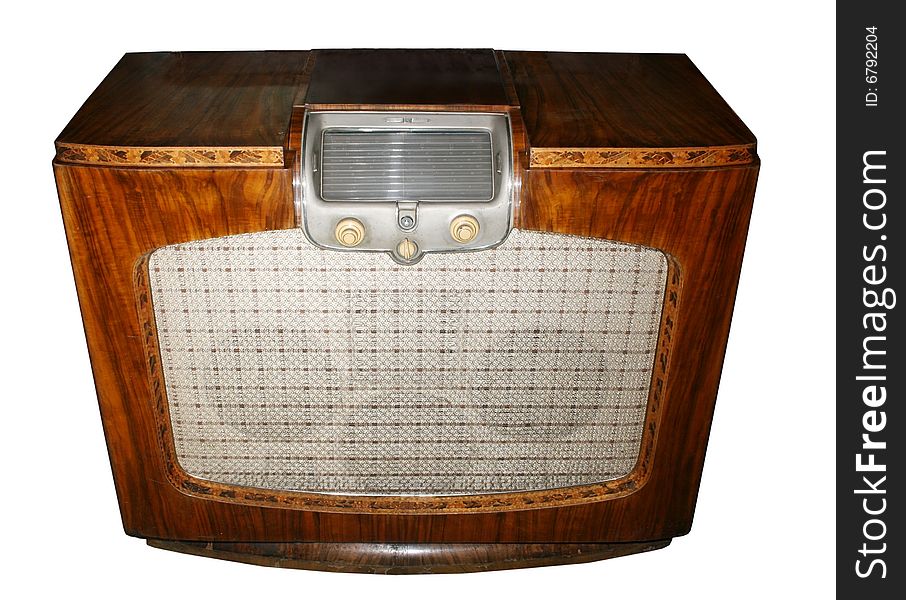 Vintage radio on a white