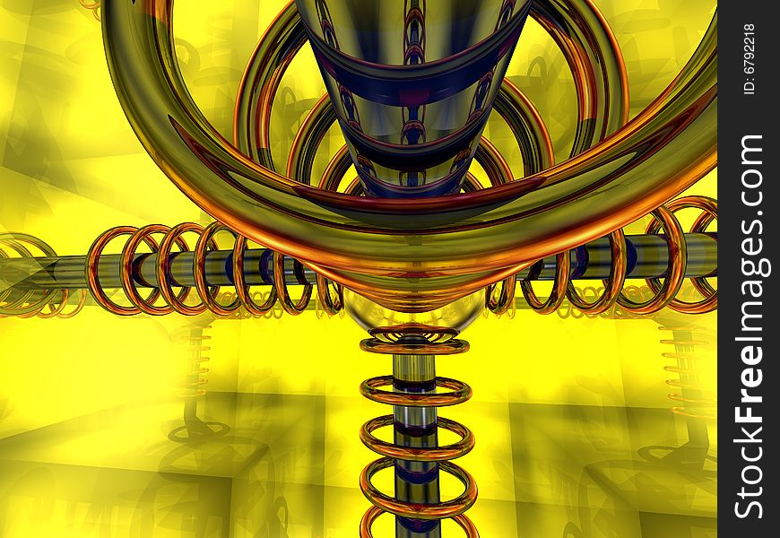 Abstract 3D Render Yellow Tube Background