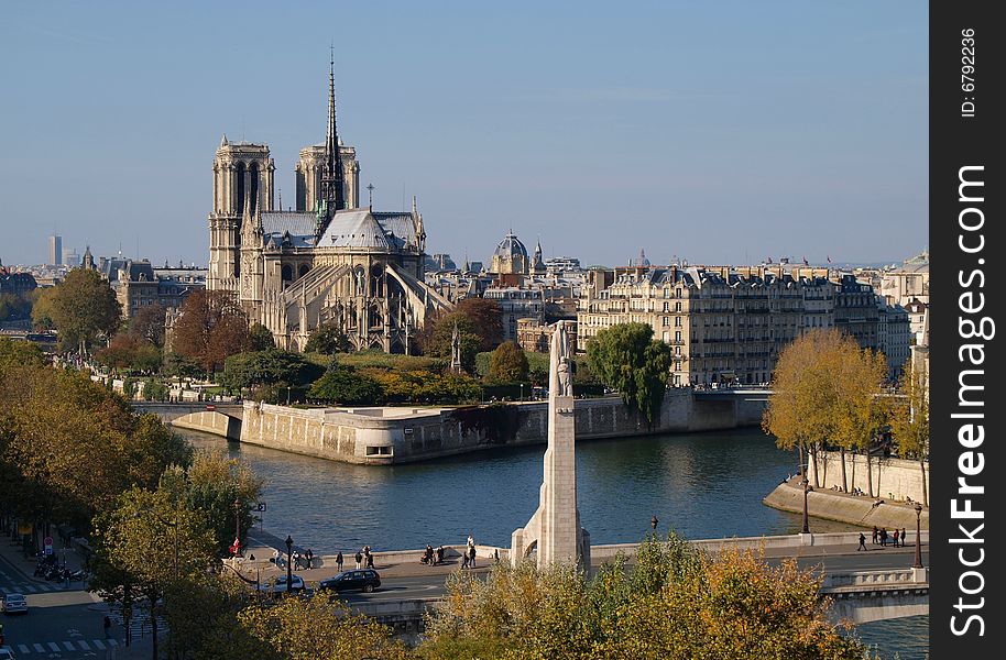 Paris landscape :notre dame on the seine river. Paris landscape :notre dame on the seine river