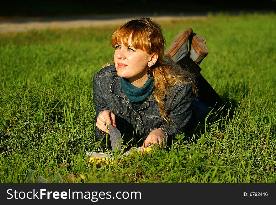 Girl reading the book