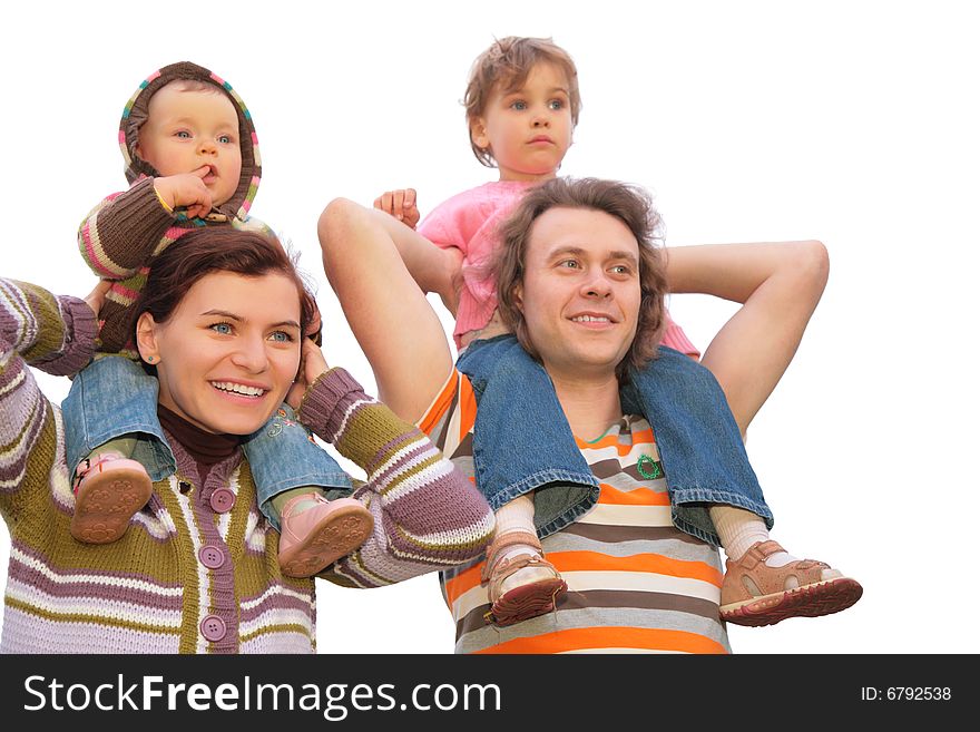 Parents With Children On Shoulders