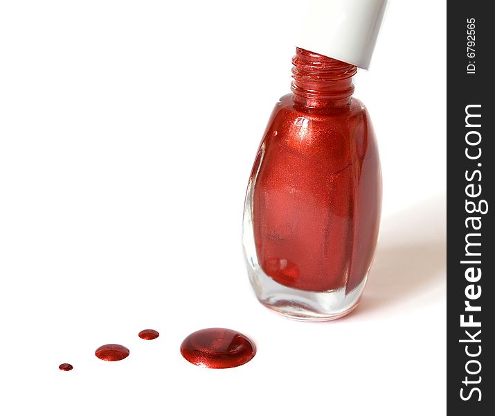 Red enamel isolated on a white background