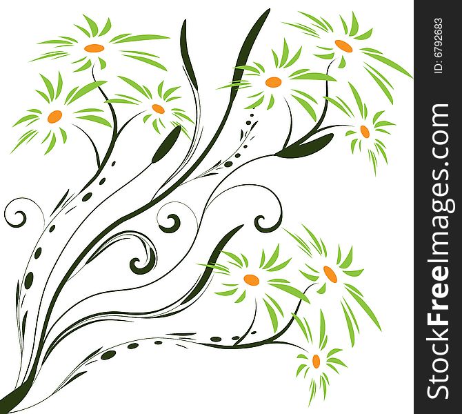 Green and black floral banner vector