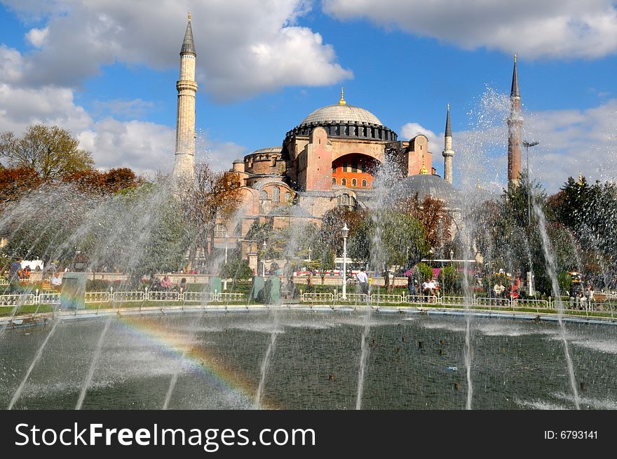 Hagia Sophia is a former patriarchal basilica, later a mosque, now a museum in Istanbul, Turkey. Famous in particular for its massive dome, it is considered the epitome of Byzantine architecture.