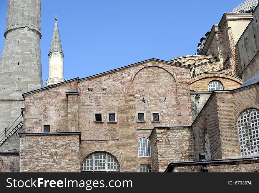 Hagia Sophia is a former patriarchal basilica, later a mosque, now a museum in Istanbul, Turkey. Famous in particular for its massive dome, it is considered the epitome of Byzantine architecture.