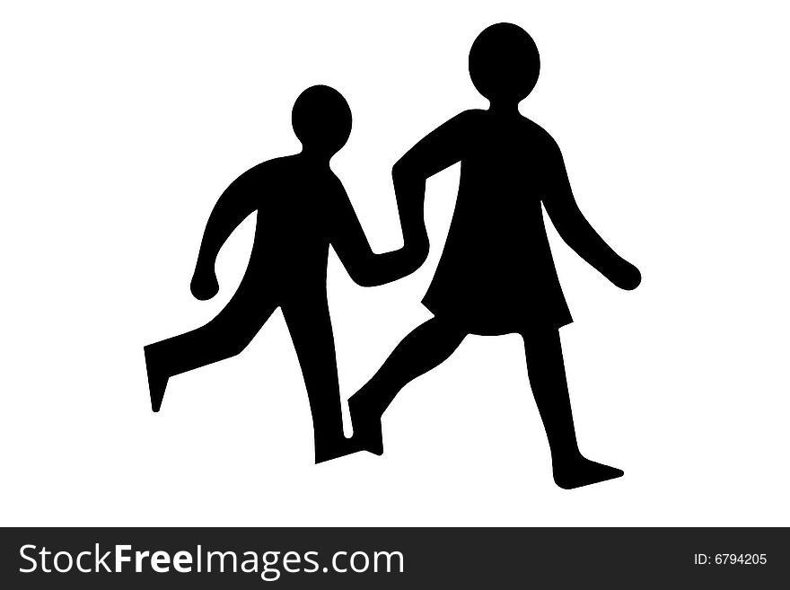 An illustration of children in black as clip art. An illustration of children in black as clip art
