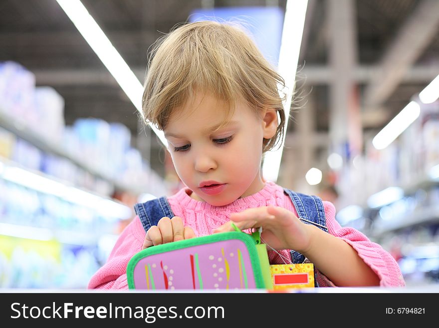 Portrait of child in shop