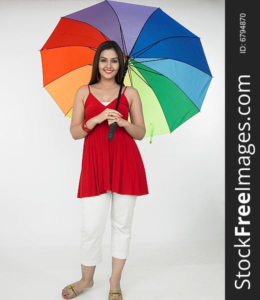 Asian Female With An Umbrella