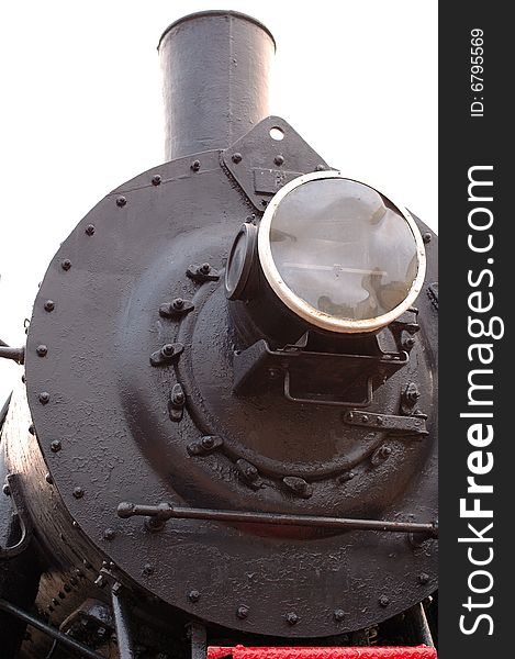 Old (retro) steam engine (locomotive) on isolated background. Old (retro) steam engine (locomotive) on isolated background.