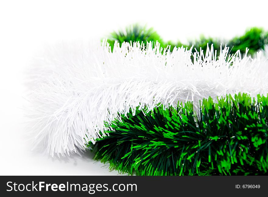 New Year's decorations, green & white  twigs spruce