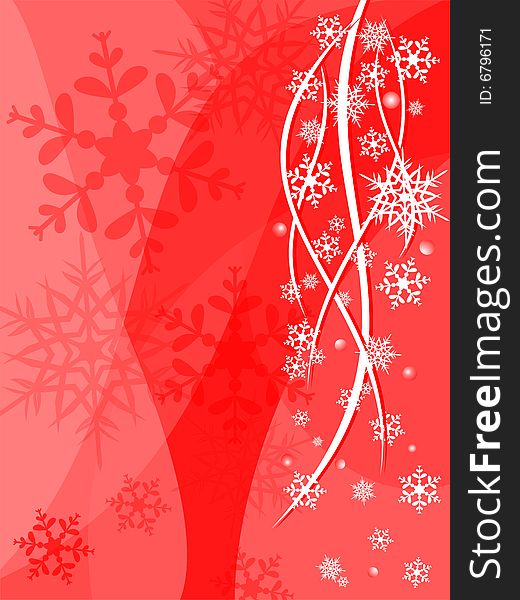 Red Abstract Christmas Background with snowflakes