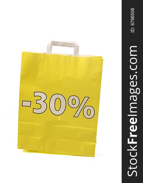 Yellow shopping bag with 30  discount