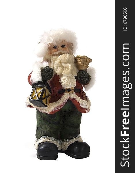 Santa claus with light and bell on white