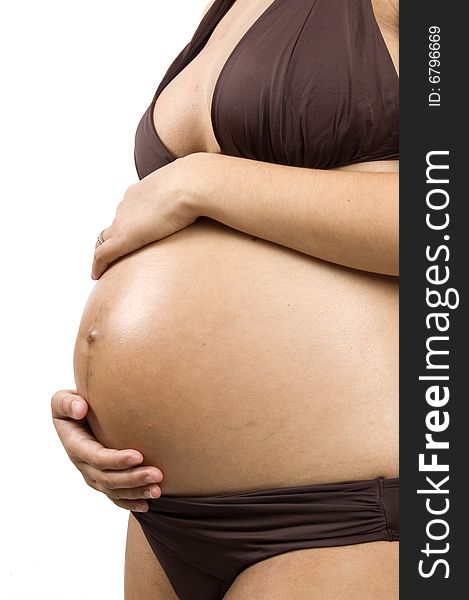 30 Weeks Pregnant Teenager Holding Belly