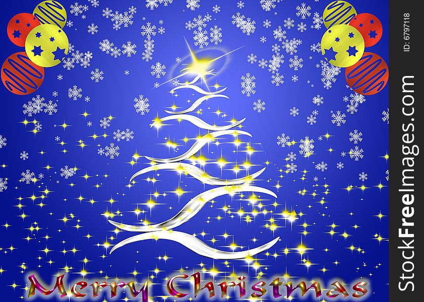 Christmas card with Christmas symbols and merry christmas