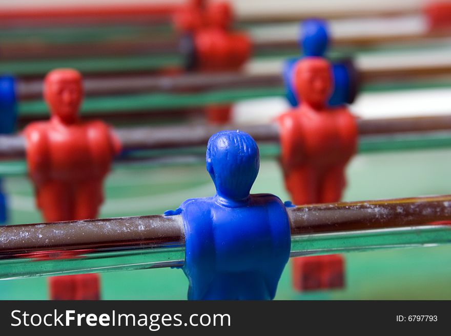 Close up of the table soccer game.