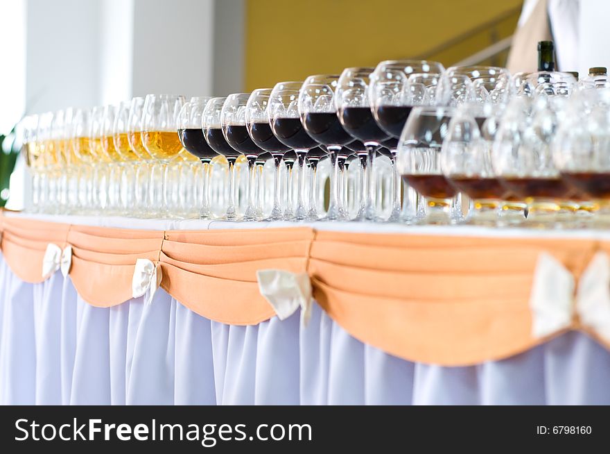 Array Of Wineglasses, Selective Focus