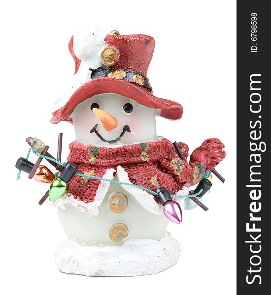 Decorative figure of a snowman on a white background