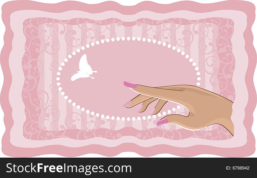 Butterfly and female hand vector