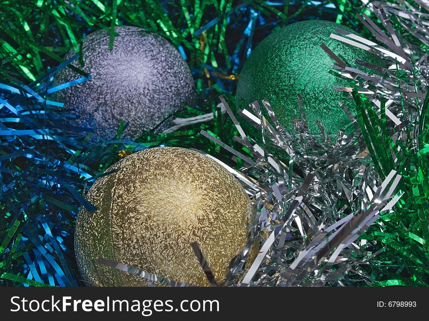 New Year S Spheres In A Tinsel