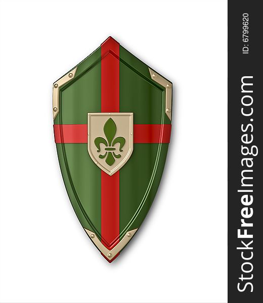 The image of the shield laying on a background, 3D rendering